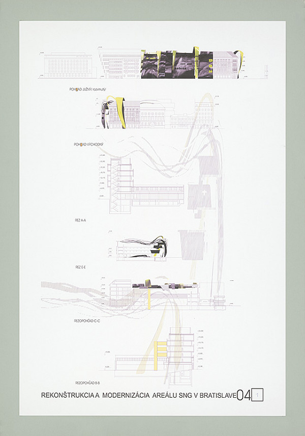 Zdenek Švec, Miroslava Nováková, Ľubomír Mezovský – Súťaž na rekonštrukciu a modernizáciu areálu Slovenskej národnej galérie v Bratislave. Návrh č. 1. Panel č. 4.  