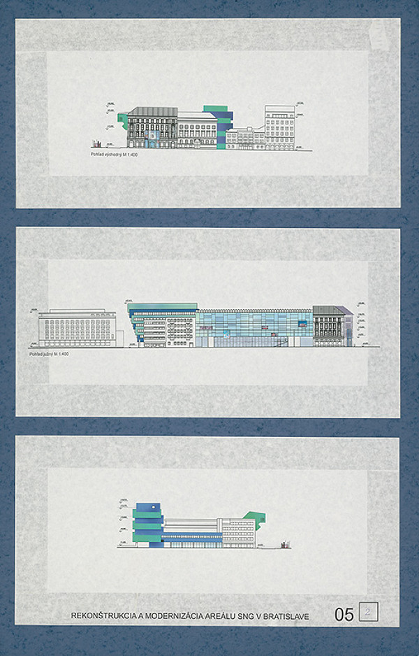 Martin Hraško, Viktor Šabík, Tomáš Šebo – Súťaž na rekonštrukciu a modernizáciu areálu Slovenskej národnej galérie v Bratislave. Návrh č. 2. Panel č. 2.  