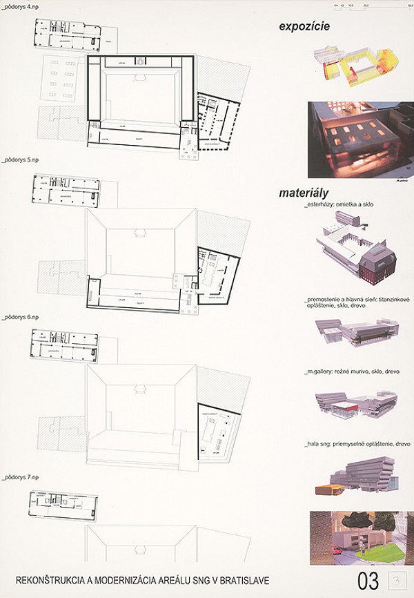 Ján Vasičák, Ľubomír Ondrejka, Boris Hrbáň – Súťaž na rekonštrukciu a modernizáciu areálu Slovenskej národnej galérie v Bratislave. Návrh č. 3. Panel č. 3.  
