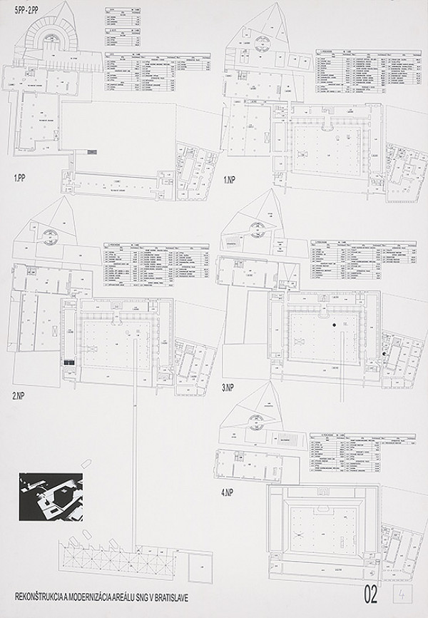 Juraj Koban, Štefan Pacák – Súťaž na rekonštrukciu a modernizáciu areálu Slovenskej národnej galérie v Bratislave. Návrh č. 4. Panel č. 2.  