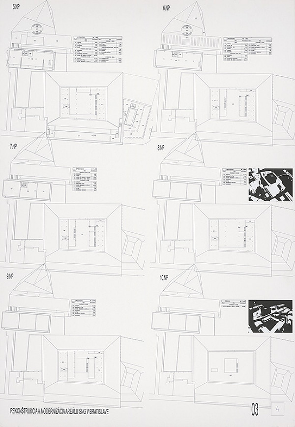 Juraj Koban, Štefan Pacák – Súťaž na rekonštrukciu a modernizáciu areálu Slovenskej národnej galérie v Bratislave. Návrh č. 4. Panel č. 3.  