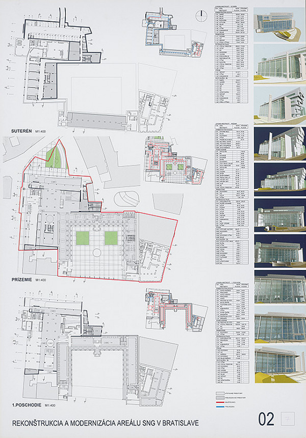 Peter Bauer, Martin Nedoba, Iľja Skoček ml. – Súťaž na rekonštrukciu a modernizáciu areálu Slovenskej národnej galérie v Bratislave. Návrh č. 7. Panel č. 2.  