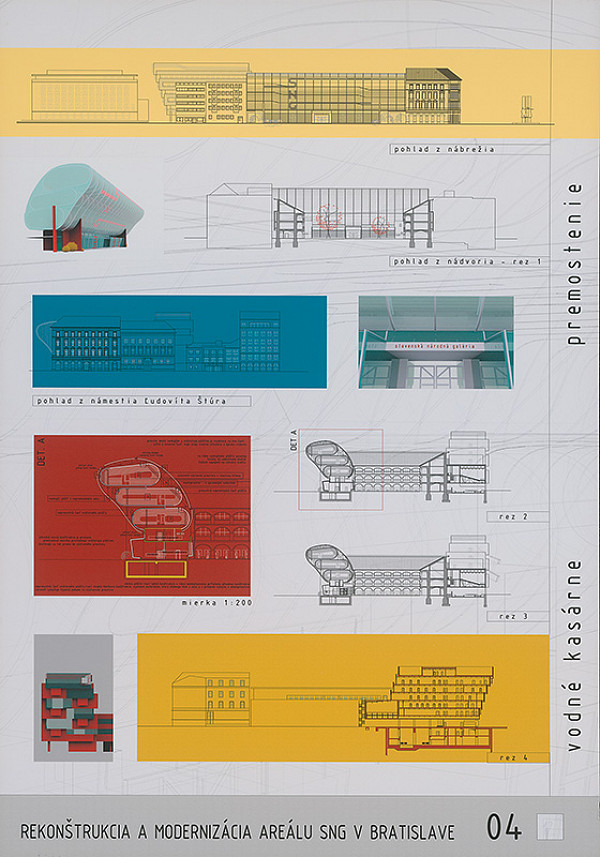 Gabriela Lampertová, Sylvia Švestáková, Martin Komorník – Súťaž na rekonštrukciu a modernizáciu areálu Slovenskej národnej galérie v Bratislave. Návrh č. 12. Panel č. 4.  