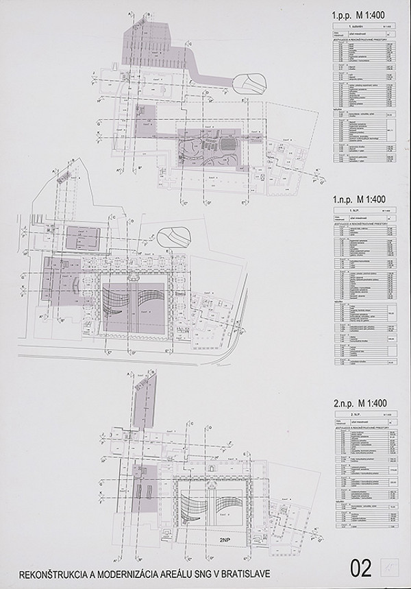Peter Žalman, Martin Bosík, Peter Kožuško – Súťaž na rekonštrukciu a modernizáciu areálu Slovenskej národnej galérie v Bratislave. Návrh č. 15. Panel č. 2.  