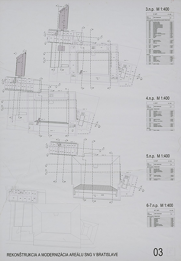 Peter Žalman, Martin Bosík, Peter Kožuško – Súťaž na rekonštrukciu a modernizáciu areálu Slovenskej národnej galérie v Bratislave. Návrh č. 15. Panel č. 3.  