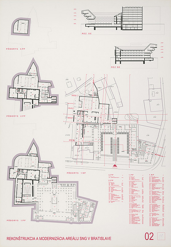 Ivan Gürtler, Ján Matulník – Súťaž na rekonštrukciu a modernizáciu areálu Slovenskej národnej galérie v Bratislave. Návrh č. 19. Panel č. 2.  