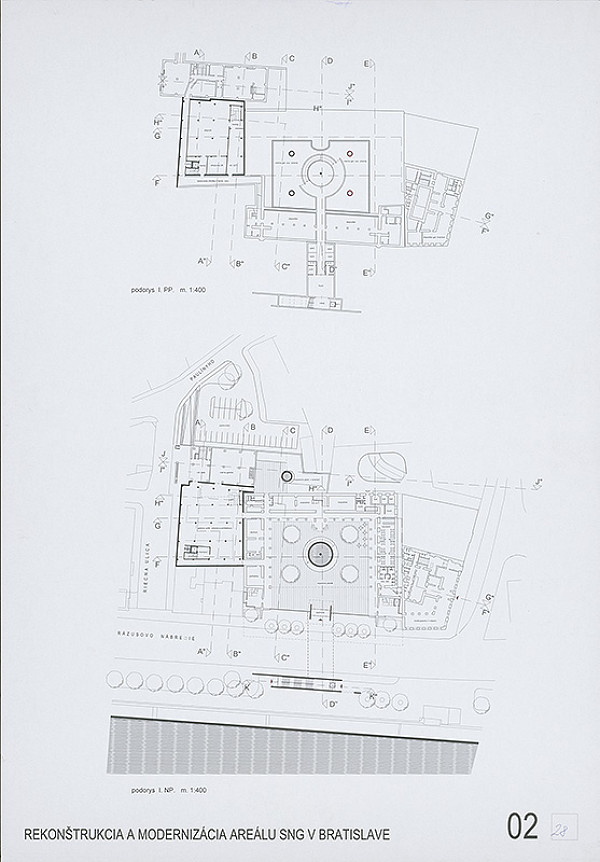 Neznámy autor – Súťaž na rekonštrukciu a modernizáciu areálu Slovenskej národnej galérie v Bratislave. Návrh č. 28. Panel č. 2.  