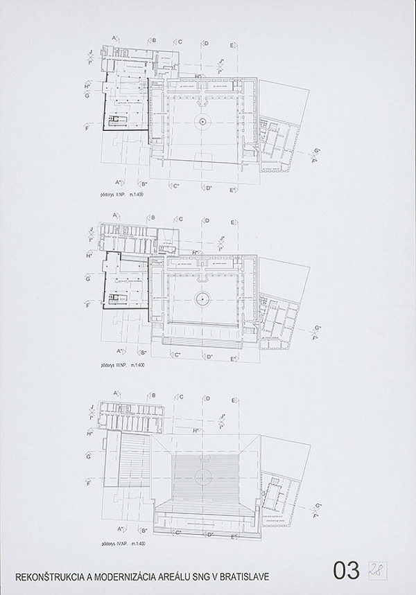 Neznámy autor – Súťaž na rekonštrukciu a modernizáciu areálu Slovenskej národnej galérie v Bratislave. Návrh č. 28. Panel č. 3.  