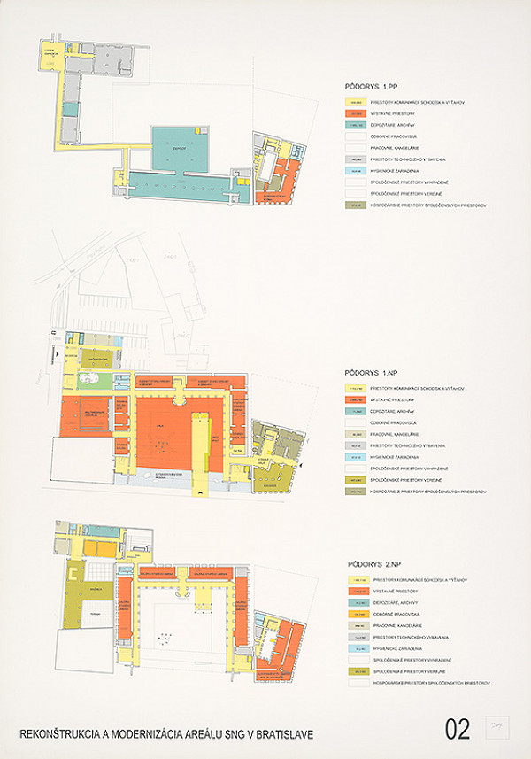Juraj Molnár, Peter Oleš, Ľubomír Peráček – Súťaž na rekonštrukciu a modernizáciu areálu Slovenskej národnej galérie v Bratislave. Návrh č. 34. Panel č. 2.  