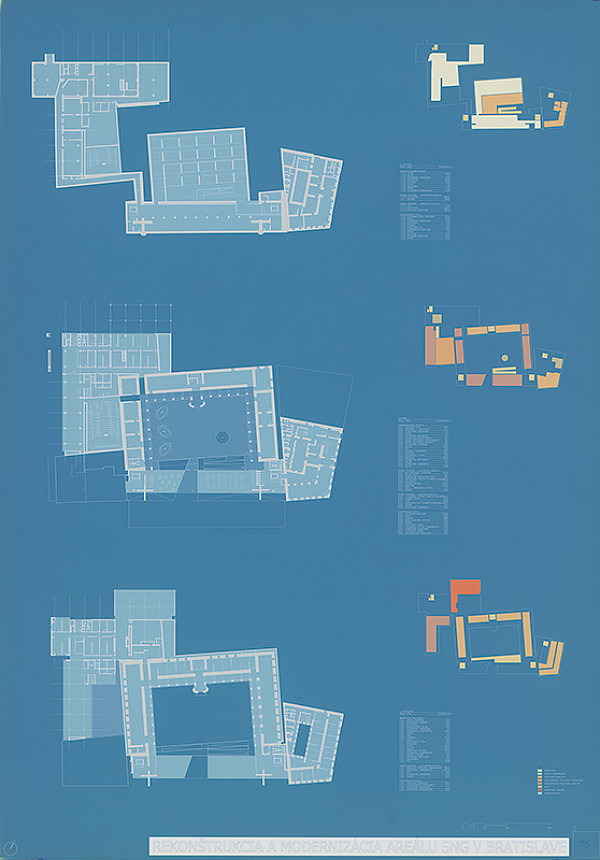 Miroslav Frecer, Ján Kostrian, Stanislav Krčmárik, Gabriela Kaprálová, Eduard Trembulák – Súťaž na rekonštrukciu a modernizáciu areálu Slovenskej národnej galérie v Bratislave. Návrh č. 35. Panel č. 2.  