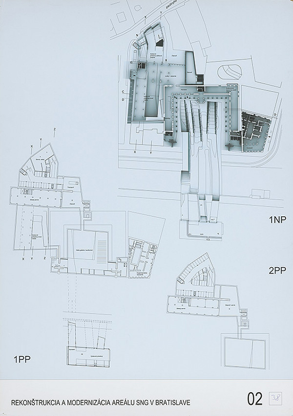 Peter Stec, Michal Šištík, Rastislav Hrušovský – Súťaž na rekonštrukciu a modernizáciu areálu Slovenskej národnej galérie v Bratislave. Návrh č. 38. Panel č. 2.  