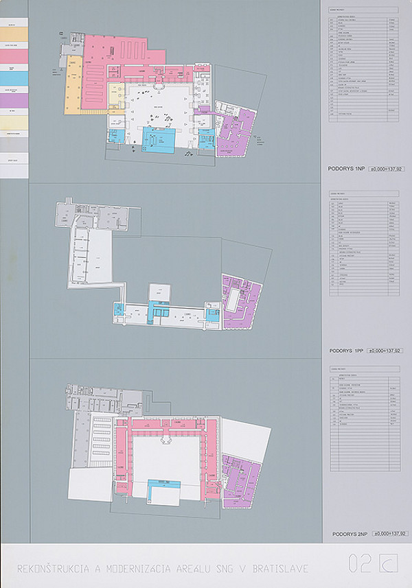 Sven Szokolay, Rudolf Látečka – Súťaž na rekonštrukciu a modernizáciu areálu Slovenskej národnej galérie v Bratislave. Návrh C (došlý po termíne). Panel č. 2.  