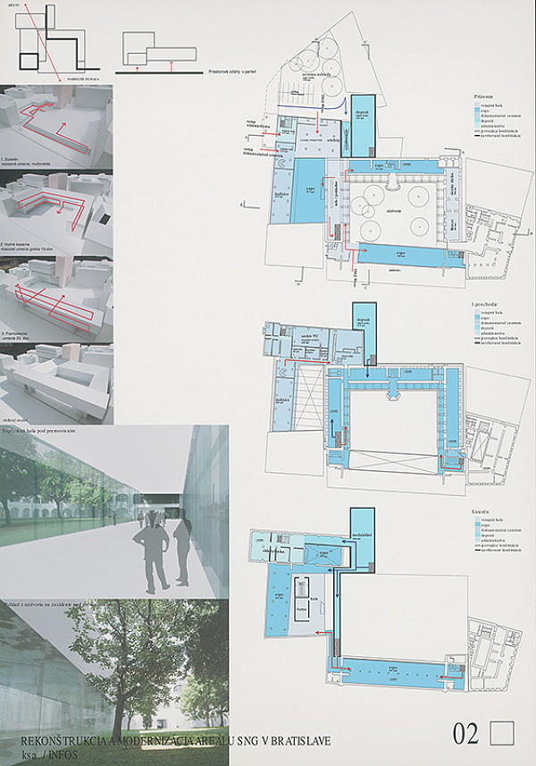 David Kopecký, Ján Studený – Súťaž na rekonštrukciu a modernizáciu areálu Slovenskej národnej galérie v Bratislave. Návrh č. 1. Panel č. 2.  
