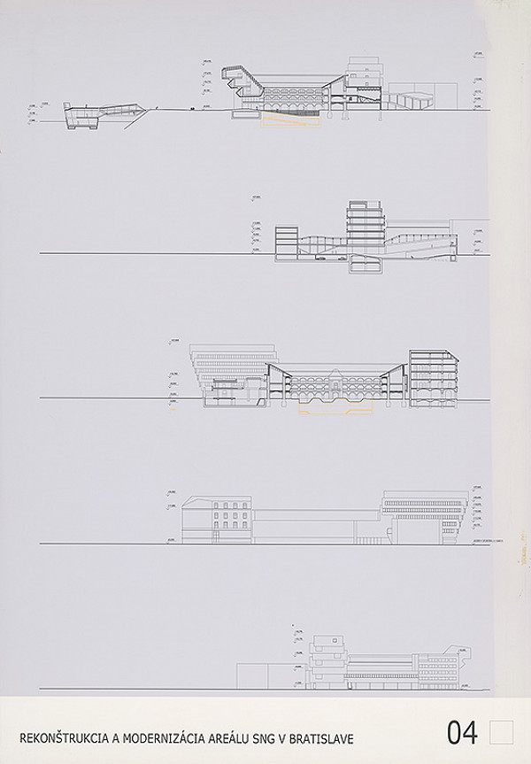 Peter Stec – Súťaž na rekonštrukciu a modernizáciu areálu Slovenskej národnej galérie v Bratislave. Návrh č. 8. Panel č. 4.  