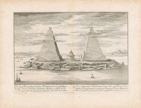 Johann Bernhard Fischer von Erlach, Johann Ulrich Krauss – Pohľad na dve pyramídy pri hrobke egyptského kráľa Moerisa  