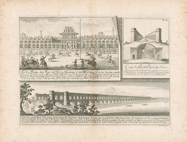 Johann Bernhard Fischer von Erlach, Johann Adam Delsenbach – Pohľad na palác a dva mosty