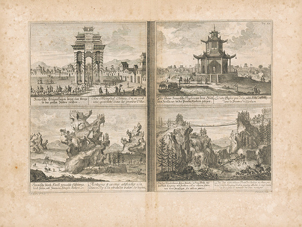 Johann Bernhard Fischer von Erlach, Johann Adam Delsenbach – Pohľad na štyri čínske architektúry 