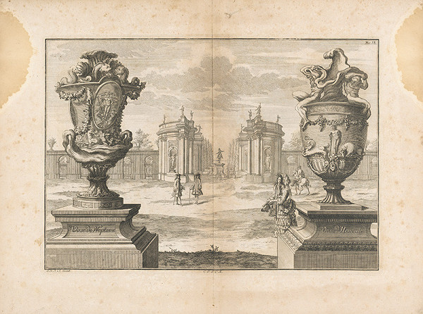 Johann Bernhard Fischer von Erlach – Pohľad do záhrady s architektúrou 