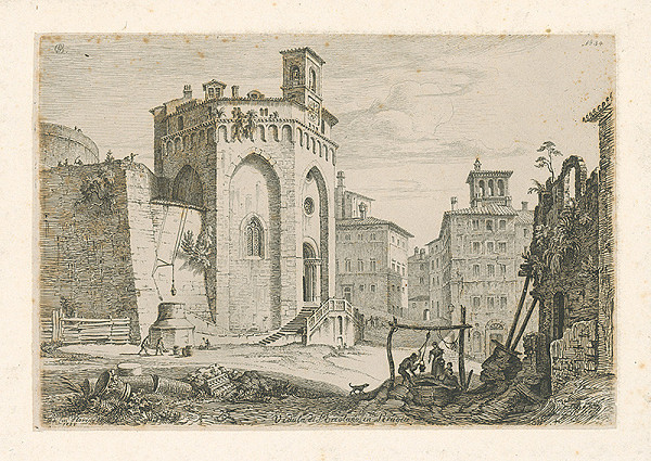 Taliansky autor G.B. z 1. polovice 19. storočia – Námestie v Perugii 