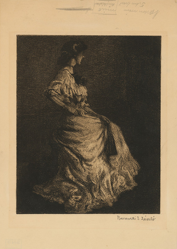 Emil László Baranszky – Sediaca žena s vejárom 