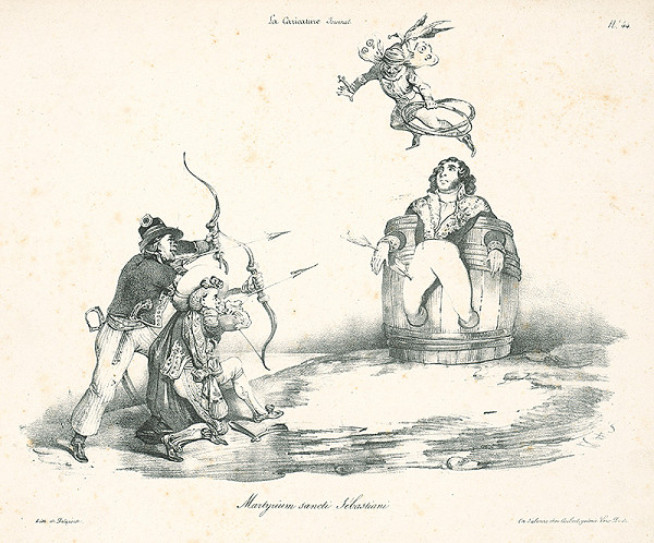 Francúzsky karikaturista z 30. rokov 19. storočia – Umučenie Svätého Sabastiana 