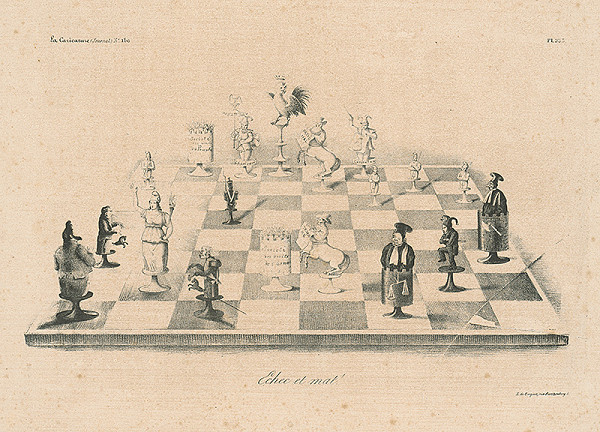 Francúzsky karikaturista z 30. rokov 19. storočia – Šach-mat 