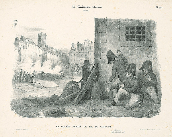 Auguste Desperet, Francúzsky karikaturista z 30. rokov 19. storočia – Polícia riadi sprisahanie ... 