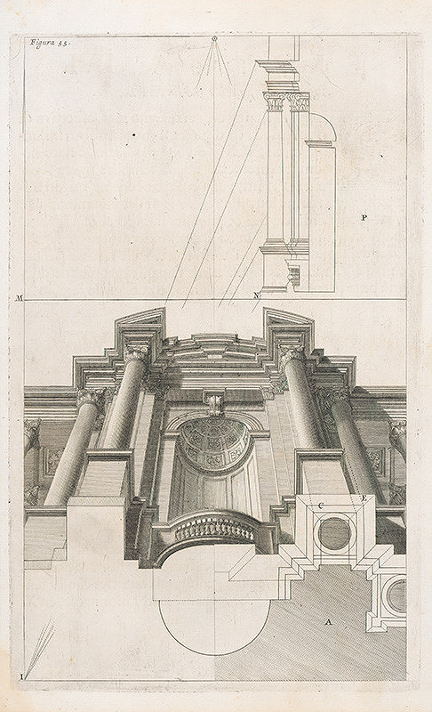 Andrea Pozzo, Giacomo Böemo Komarek – Fig.55. - Časť architektúry pri pohľade zdola 