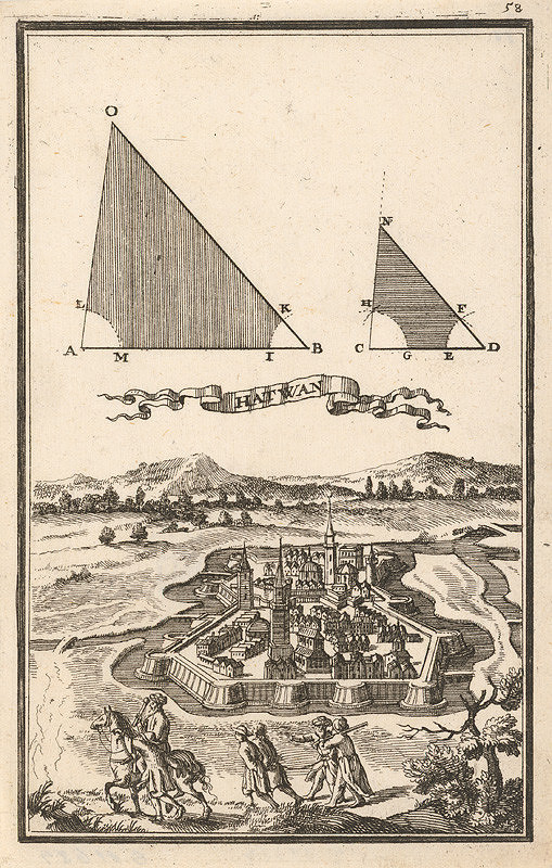 Justus van den Nypoort – Geometrická figúra a pohľad na pevnosť Hatvan 