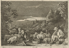 Jacopo Bassano, Quirin Boel, David Teniers ml. – Pastieri oviec a kôz v krajine  