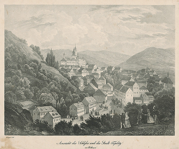 Jan Greger – Pohľad na zámok a mesto Teplice v Čechách 