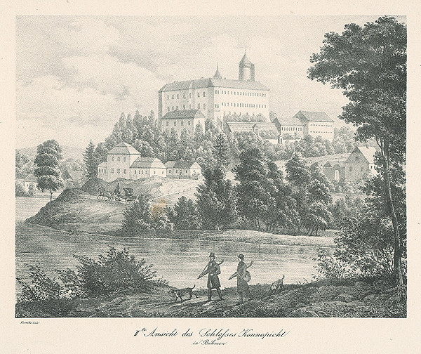 Adolf Friedrich Kunike – Pohľad na zámok Konopište -II.varianta 