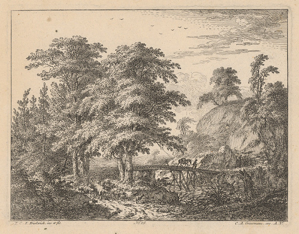 Johann Christian Friederich – Krajina s mostíkom 