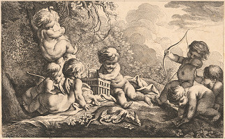 Johann Gottfried Böck, François Boucher – Loviaci putti 