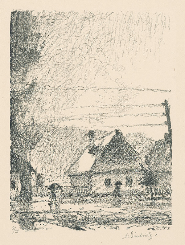 Max Švabinský – Chalupa v daždi