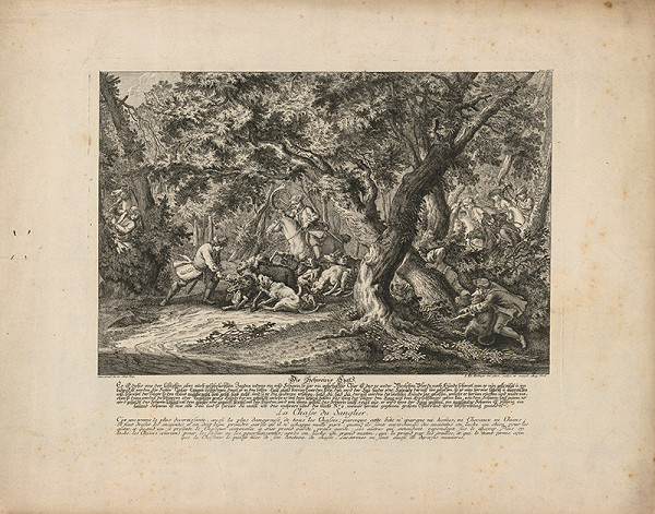 Johann Elias Ridinger – Ulovenie diviaka 