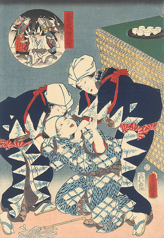Utagawa Kunisada – Dve ženy s opilcom (I)  