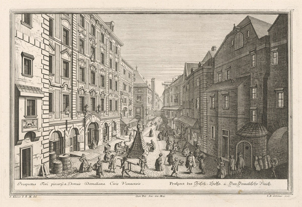 Salomon Kleiner, Johann August Corvinus – Pohľad na rybársky dvor vo Viedni 