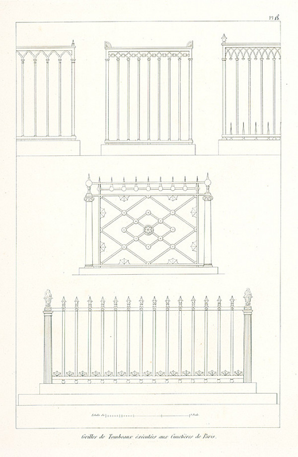 Neznámy autor, A. Normand – Návrh na mreže na cintorín 