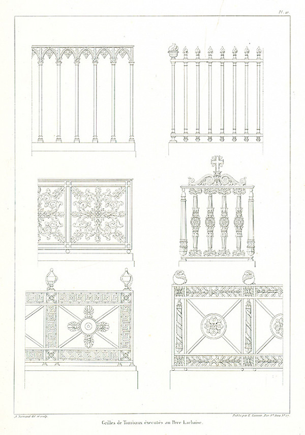 A. Normand – Návrh na mreže pre cintorín Père Lachaise v Paríži 