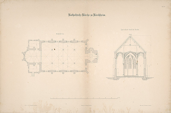 H. Springer, Cremer – Katolícky kostol v Kirchheime – pôdorys, rez 