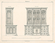 Franz Storno – Návrh na knižnicu (z cyklu Gewerbe Kunstblatt) 