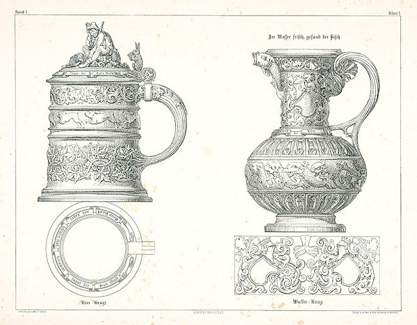 Franz Storno – Návrh na nádoby (z cyklu Gewerbe Kunstblatt) 