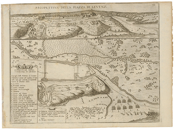 Neznámy grafik – Pohľad a pôdorys pevnosti v Leviciach - dvojobraz 