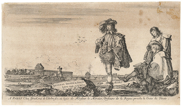 Stefano della Bella – Titulný list albumu s figurálnym výjavom 