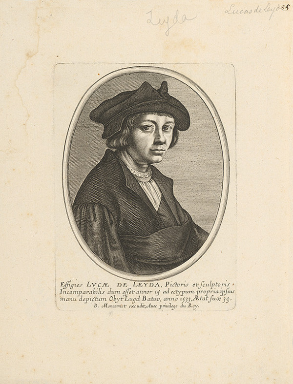 Lucas van Leyden, Neznámy grafik, Balthasar Moncornet – Portrét maliara a grafika Lucasa van Leyden  