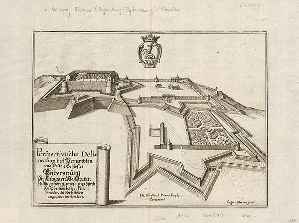 Kaspar Merian – Pohľad na hrad Červený Kameň 