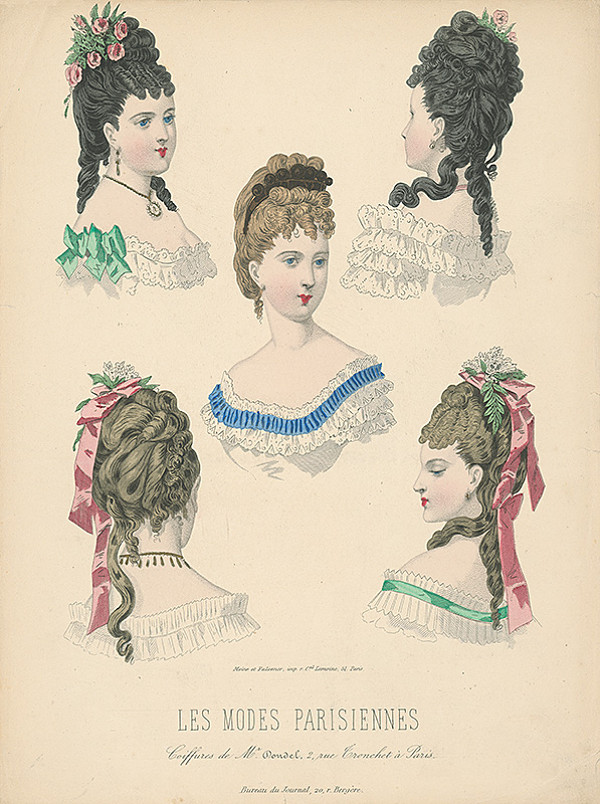 Francúzsky karikaturista z 19. storočia, Francúzsky grafik – List z módneho časopisu Les Modes Parisiennes. Účesy Mr.Doudela 