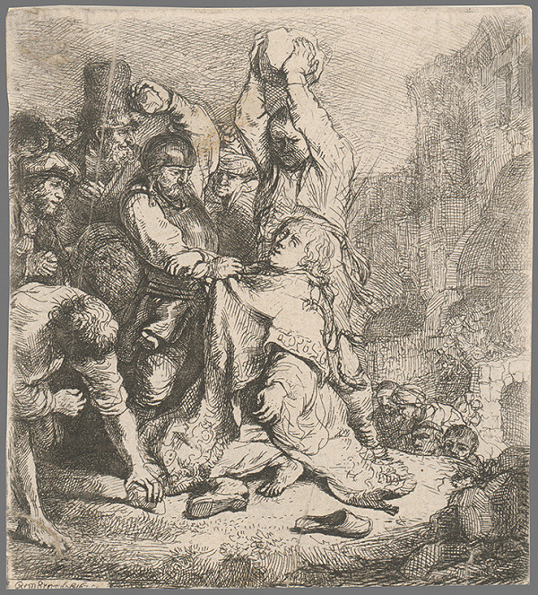 Rembrandt van Rijn – Ukameňovanie svätého Štefana (Sk 7, 55-60)  