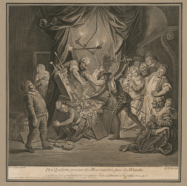 Francois de Poilly, Charles-Antoine Coypel – Bitka Dona Quijota s bábkami 